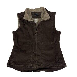 Lakin Mckey Vest Womens Large Brown Canvas Duck Sherpa Lined Chore Barn Heavy